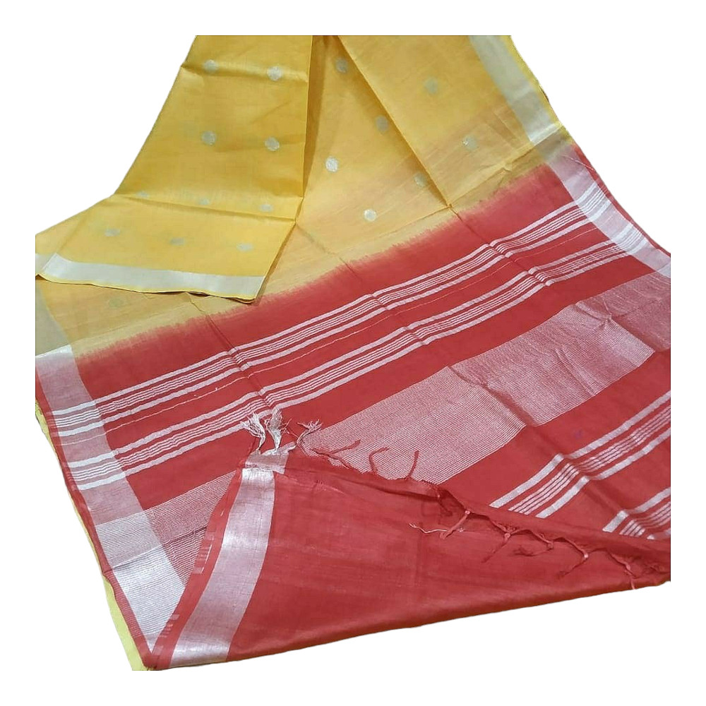 Handloom Yellow & Red Saree